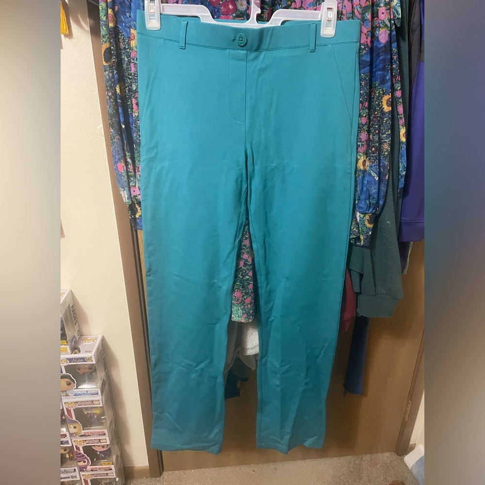 Betabrand Aqua Blue Stretchy Dress Pants